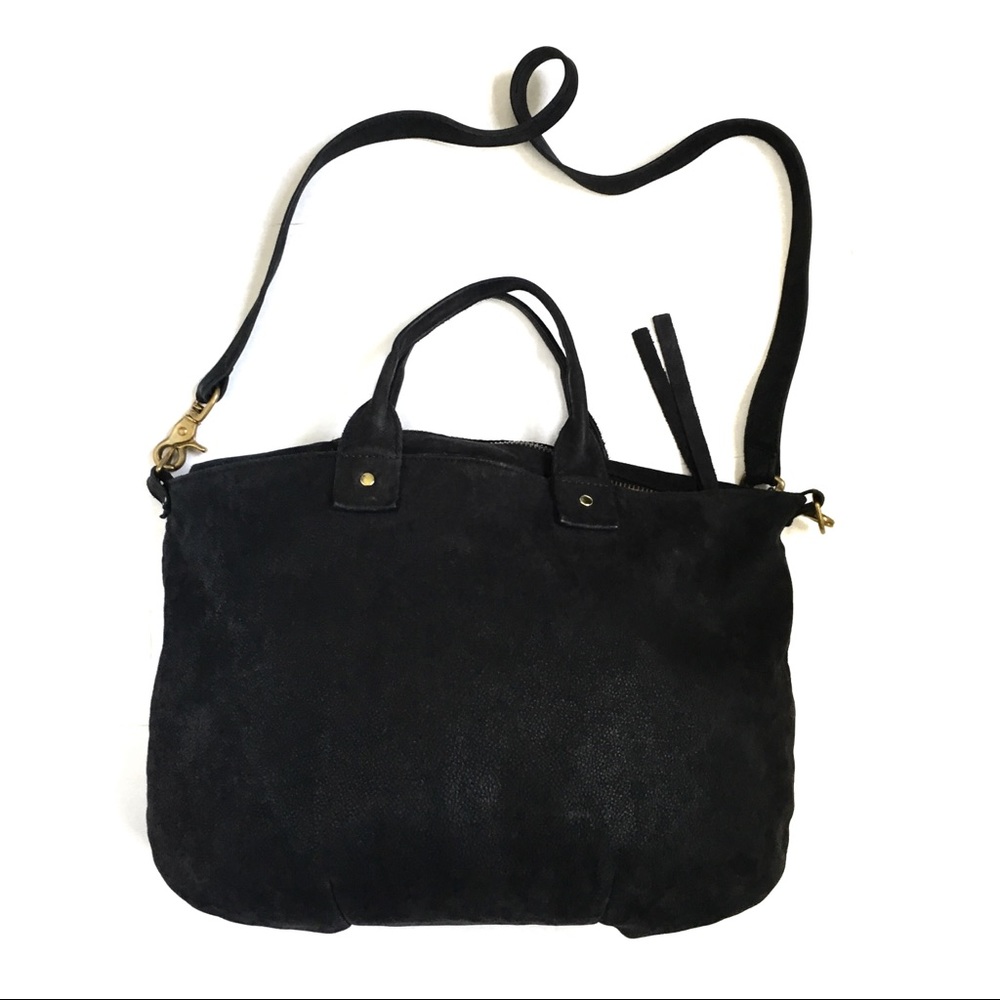 Clare V. Black Suede Leather Crossbody Satchel Bag - Picture 4 of 15